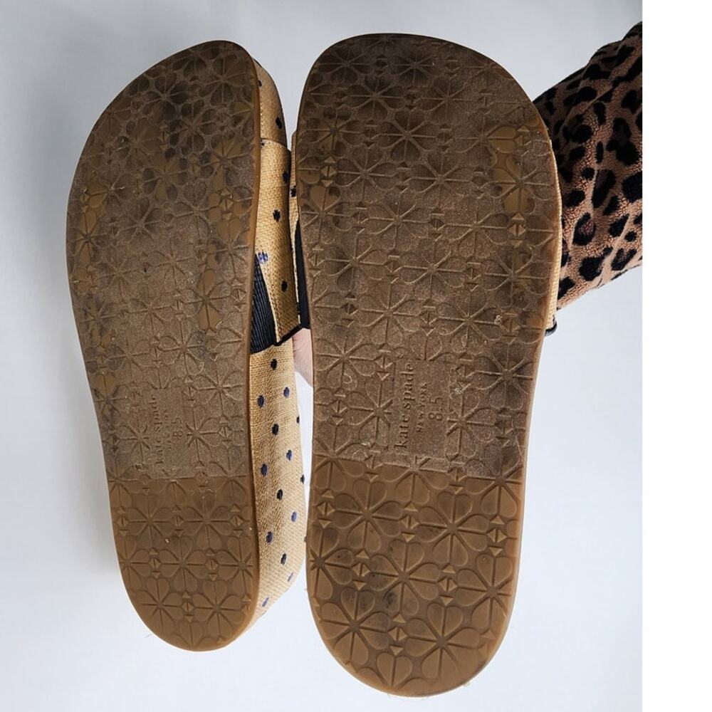 Kate Spade New York Breeze Platform Slide Sandals Size 8.5 Tan Blue Brown - Picture 10 of 11